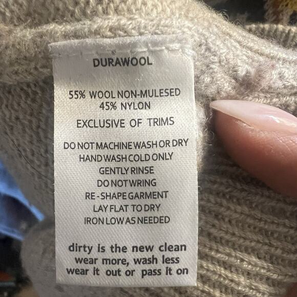 Toad & Co Sweater Durawool Men’s Size XL Aztec Print Tan Long Sleeve Cabin - Picture 9 of 9